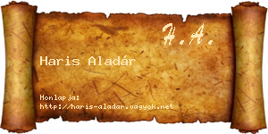 Haris Aladár névjegykártya